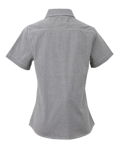 Artisan Collection by Reprime Women's Microcheck Gingham Short Sleeve Cotton Dress Shirt thumbnail 4