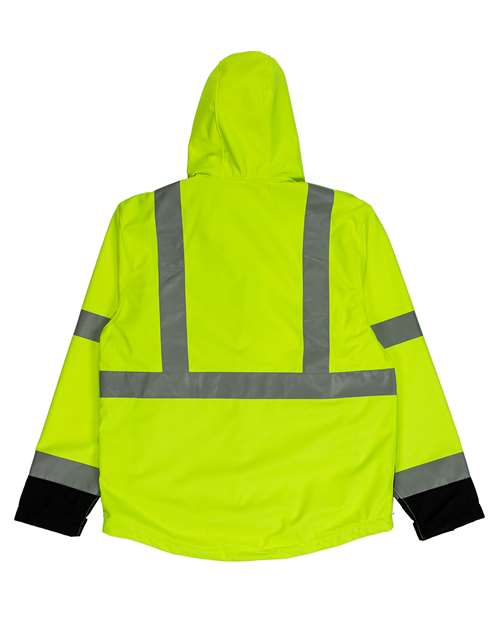 Berne Apparel Men's Tall Hi-Vis Class 3 Hooded Soft Shell Jacket thumbnail 4