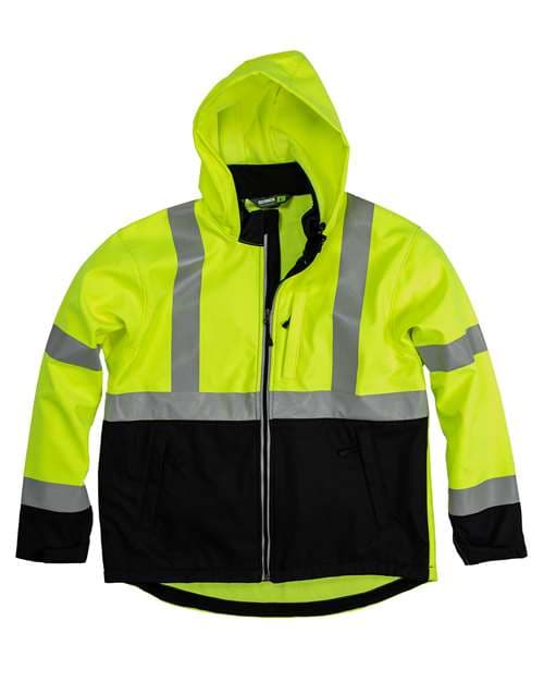 Berne Apparel Men's Tall Hi-Vis Class 3 Hooded Soft Shell Jacket thumbnail 3