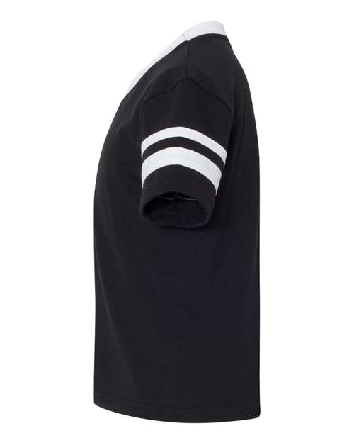 Augusta Sportswear Youth V-Neck Jersey with Striped Sleeves thumbnail 4