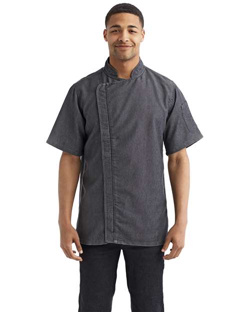 Artisan Collection by Reprime Unisex Zip-Close Short Sleeve Chef's Coat thumbnail 2