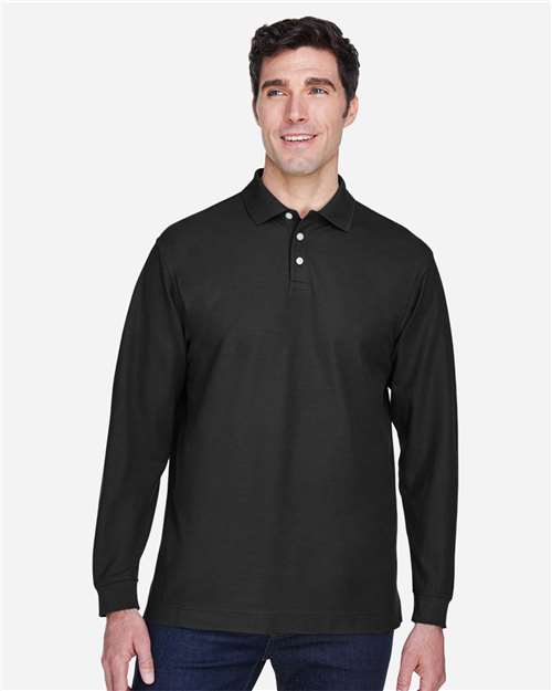 Devon & Jones Men's Pima Piqué Long Sleeve Polo thumbnail 2