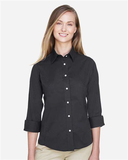 Devon & Jones Women's Perfect Fit™ Three-Quarter Sleeve Stretch Poplin Dress Shirt thumbnail 2