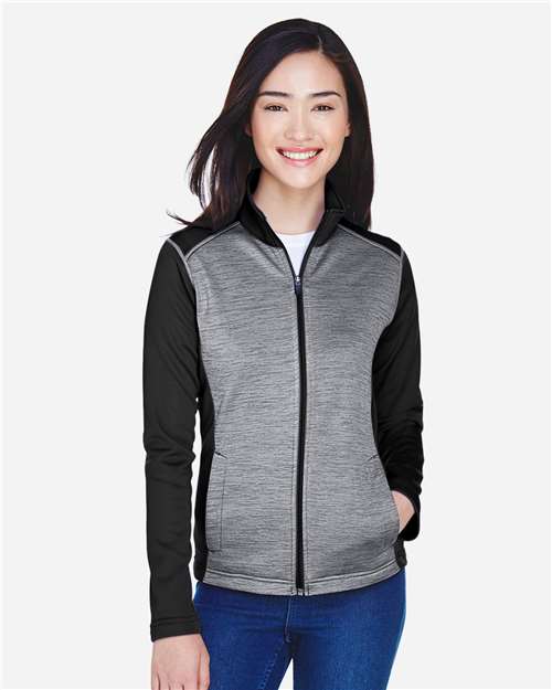 Devon & Jones Women's Newbury Colorblock Mélange Fleece Full-Zip Jacket thumbnail 2