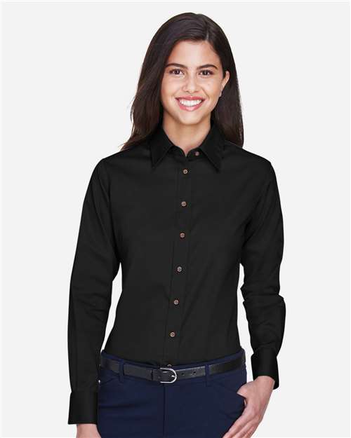 Harriton Women's Easy Blend™ Twill Dress Shirt with Stain-Release thumbnail 2