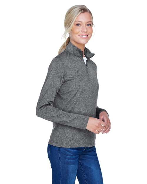 UltraClub Women's Cool & Dry Heathered Performance Quarter-Zip Pullover thumbnail 6