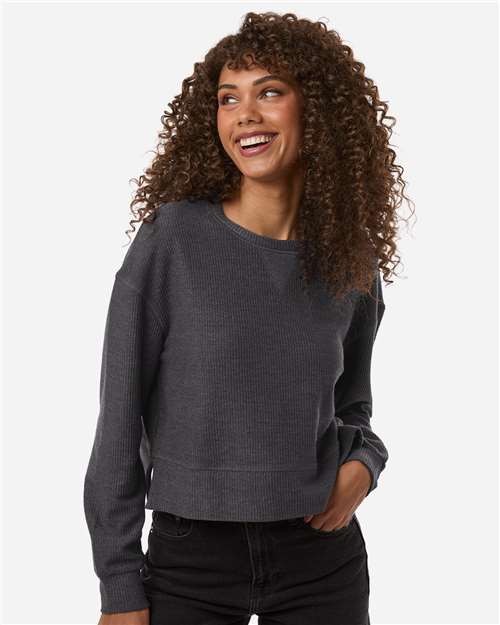 Boxercraft Women's Rib Knit Corded Boxy Crewneck Sweatshirt thumbnail 2