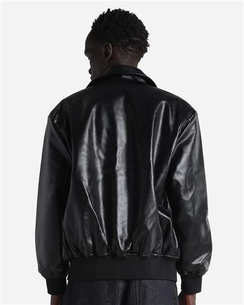 Shaka Wear Unisex PU Leather Collared Varsity Jacket thumbnail 3