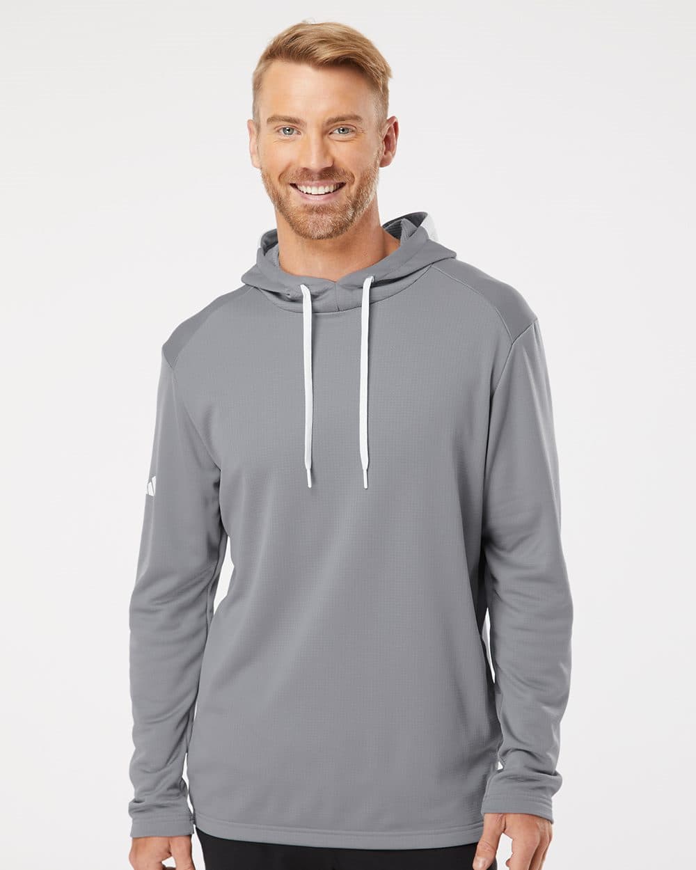 Adidas Men's Textured Mixed Media Midweight Hooded Sweatshirt