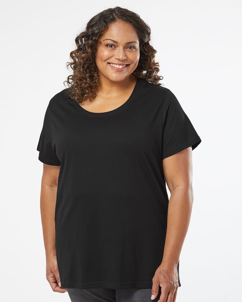 LAT Women's Curvy Collection Fine Jersey Tee