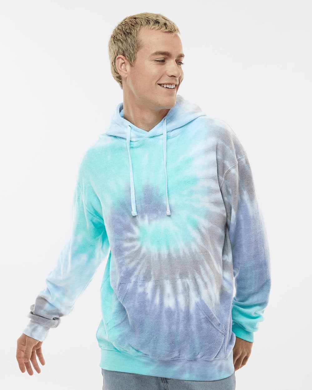 Colortone Unisex Tie-Dyed Cloud Inside-Out Fleece Hooded Sweatshirt