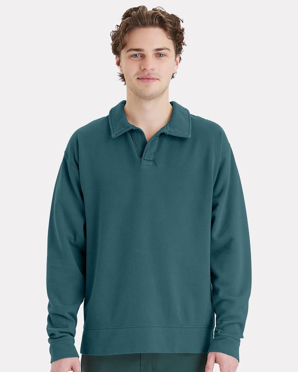 ComfortWash by Hanes Unisex Garment-Dyed Polo Collar Sweatshirt