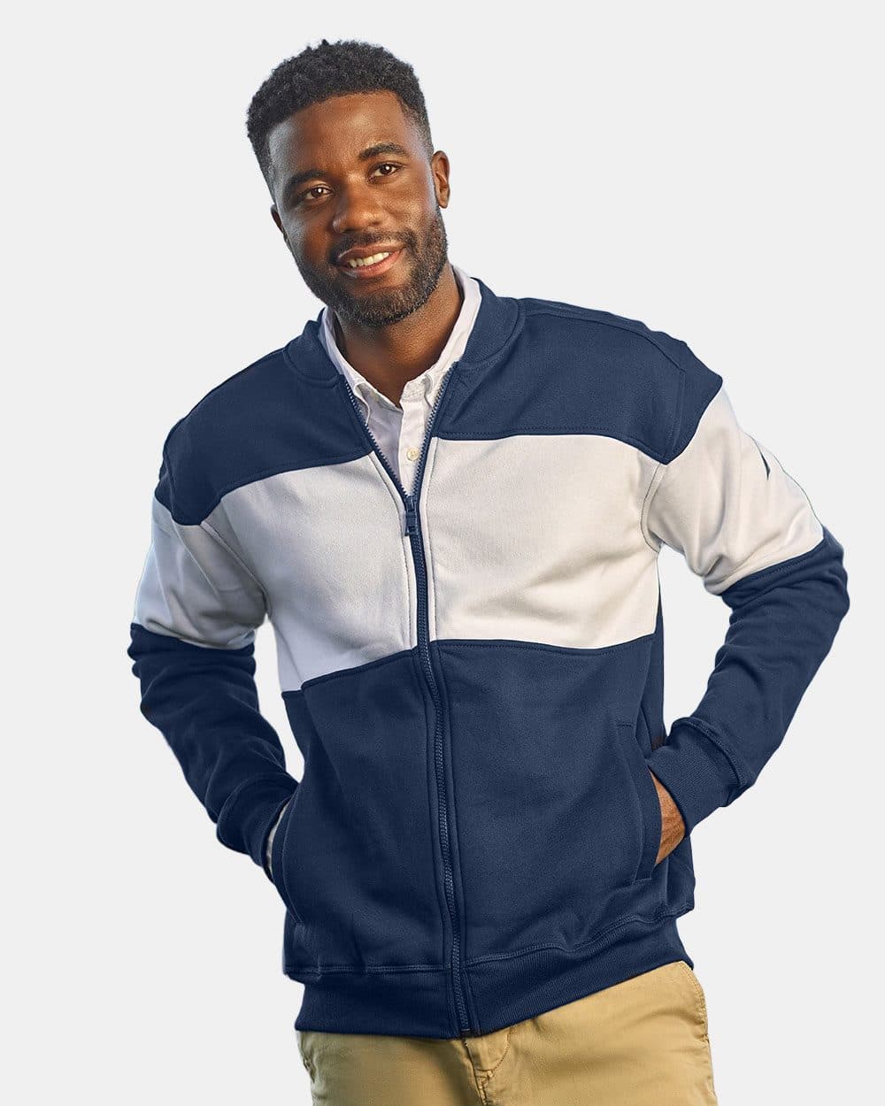 Nautica Unisex Anchor Fleece Colorblocked Bomber Jacket