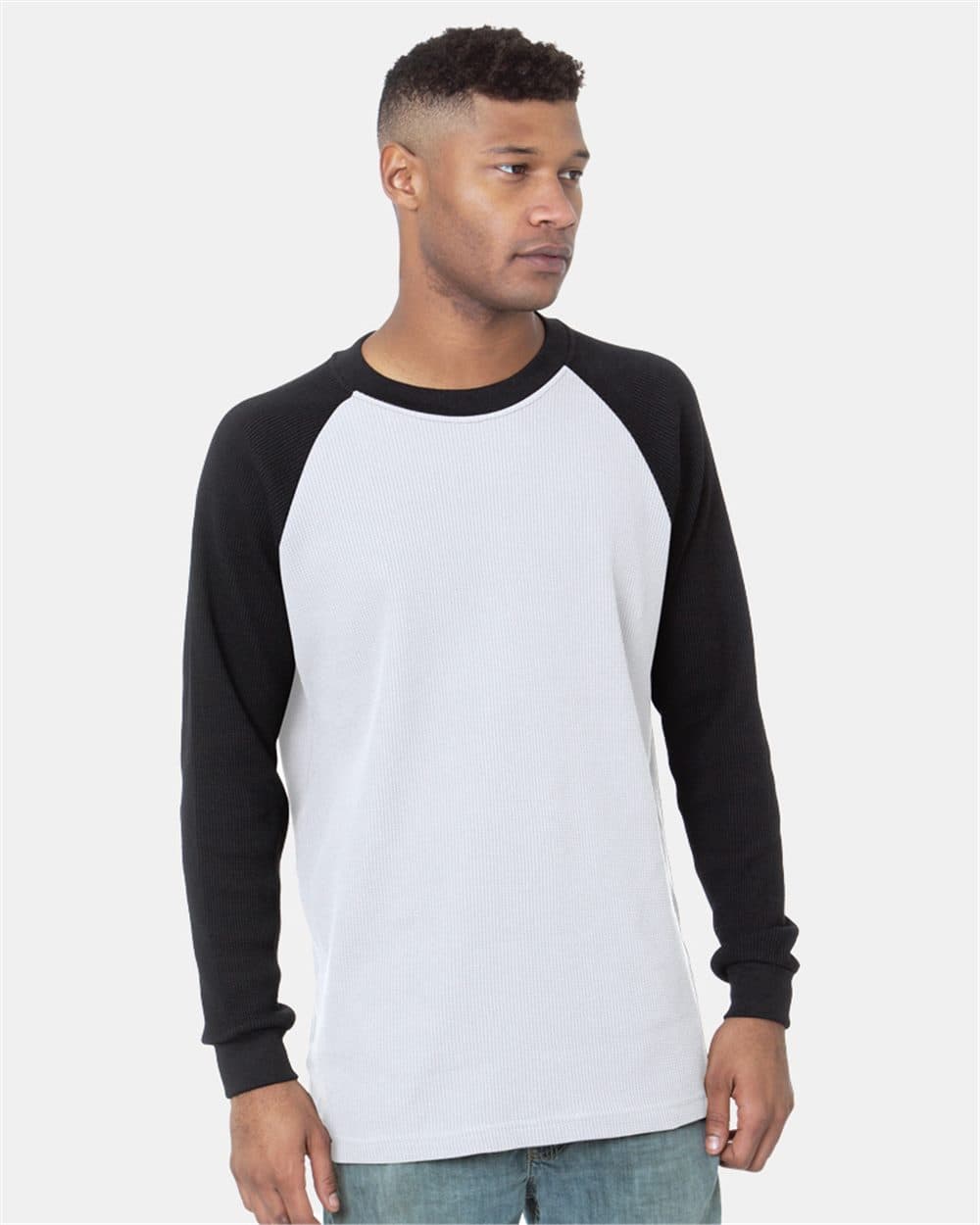 Bayside Men's USA-Made Heavyweight Waffle Knit Thermal Raglan T-Shirt