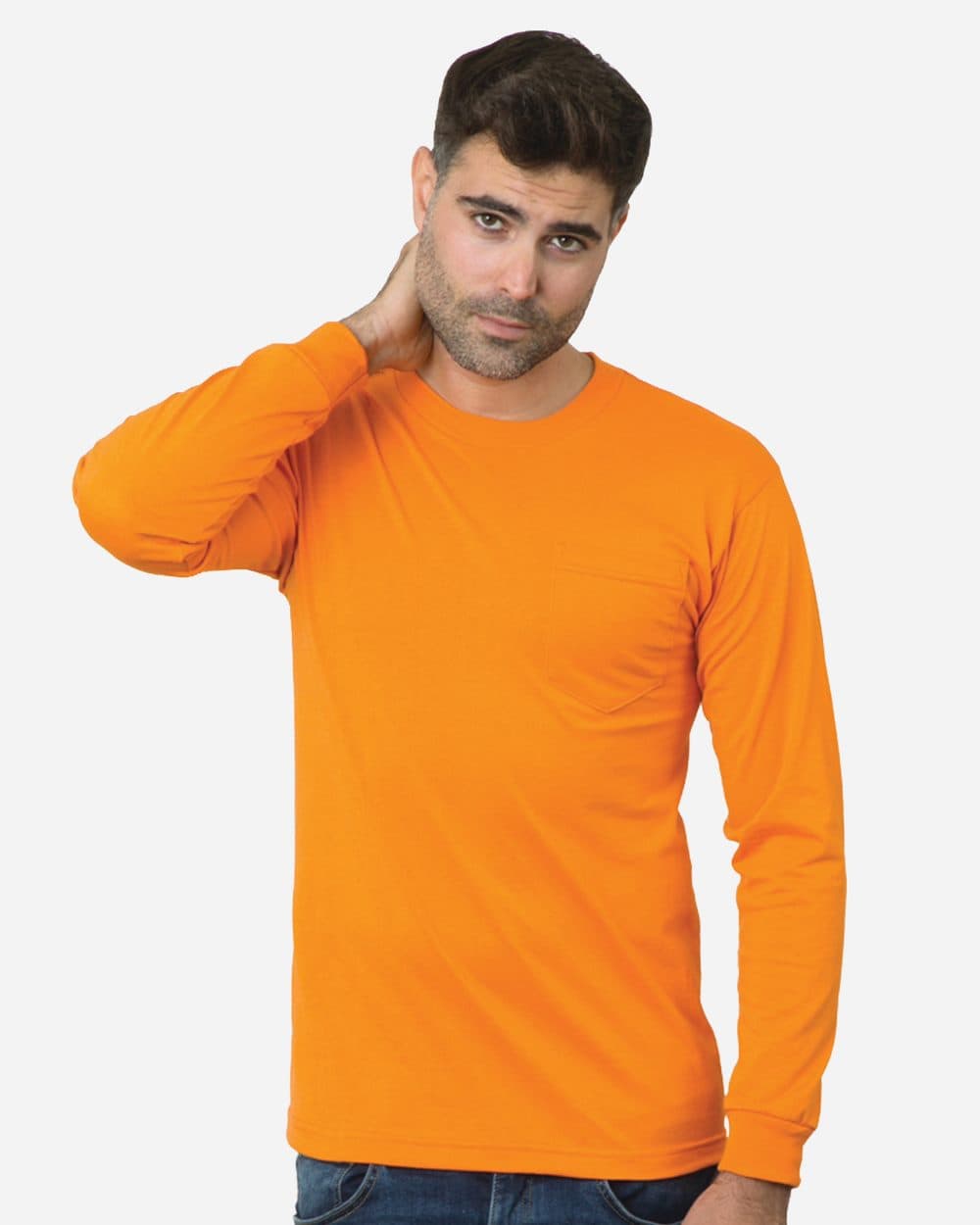 Bayside Unisex USA-Made 50/50 Long Sleeve Pocket T-Shirt