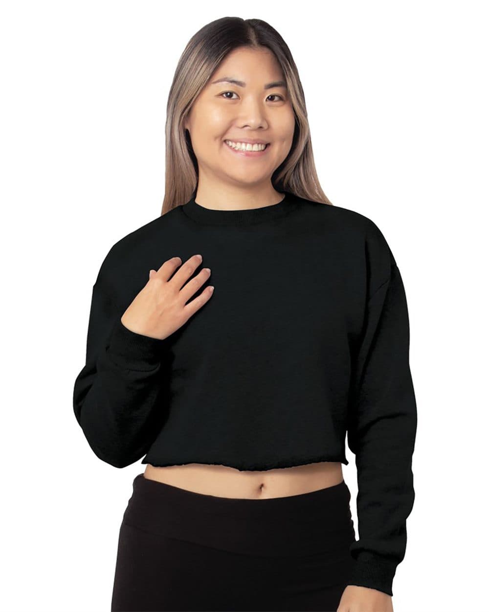 Bayside Women's USA Made Cropped Crewneck Sweatshirt