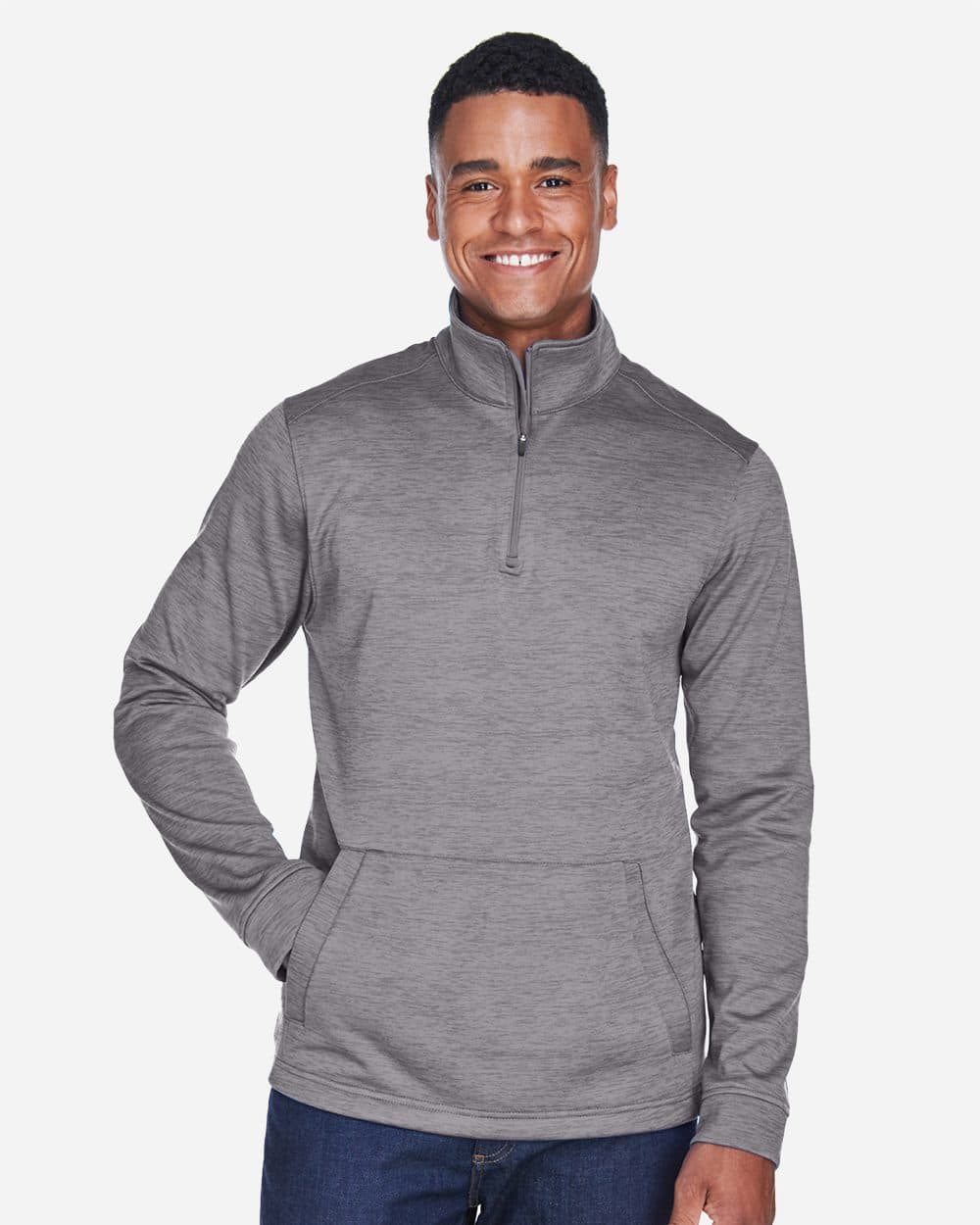 Devon & Jones Men's Newbury Mélange Fleece Quarter-Zip Pullover