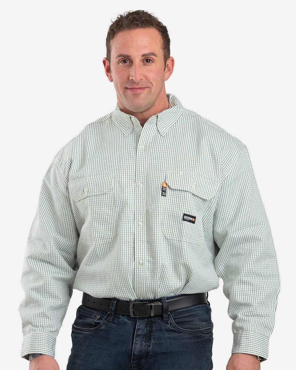 Berne Apparel Men's Flame-Resistant Down Plaid Work Shirt