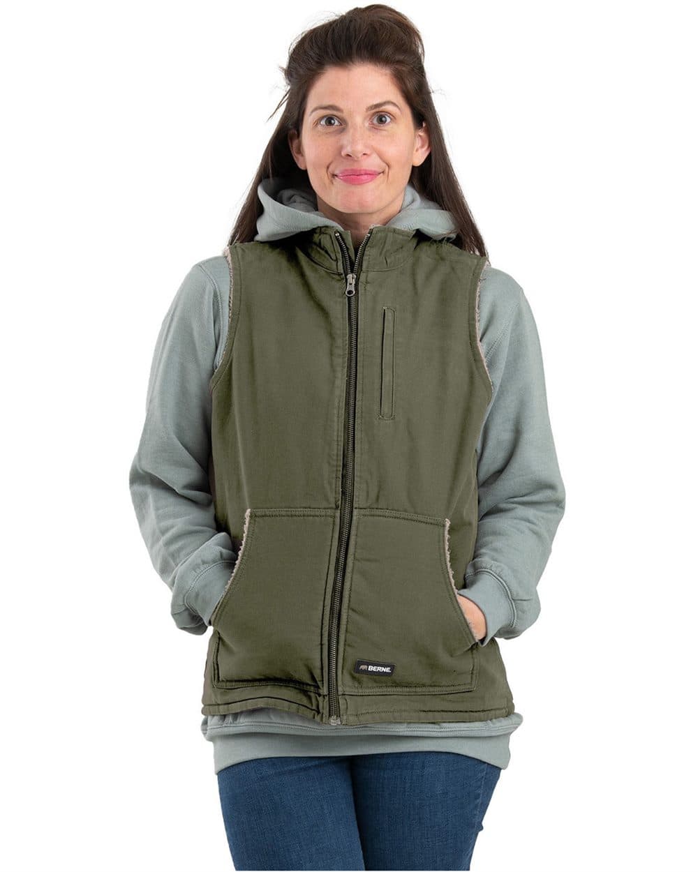 Berne Apparel Women's Sherpa-Lined Softstone Duck Vest