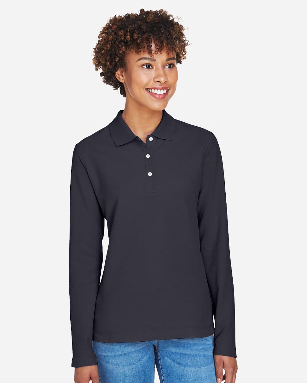 Devon & Jones Women's Pima Piqué Long Sleeve Polo
