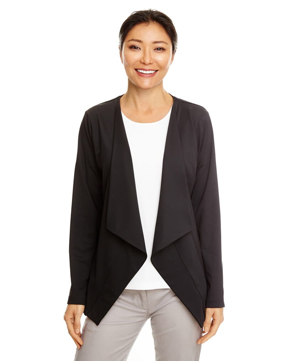 Devon & Jones Women's Perfect Fit™ Draped Open Cardigan Blazer