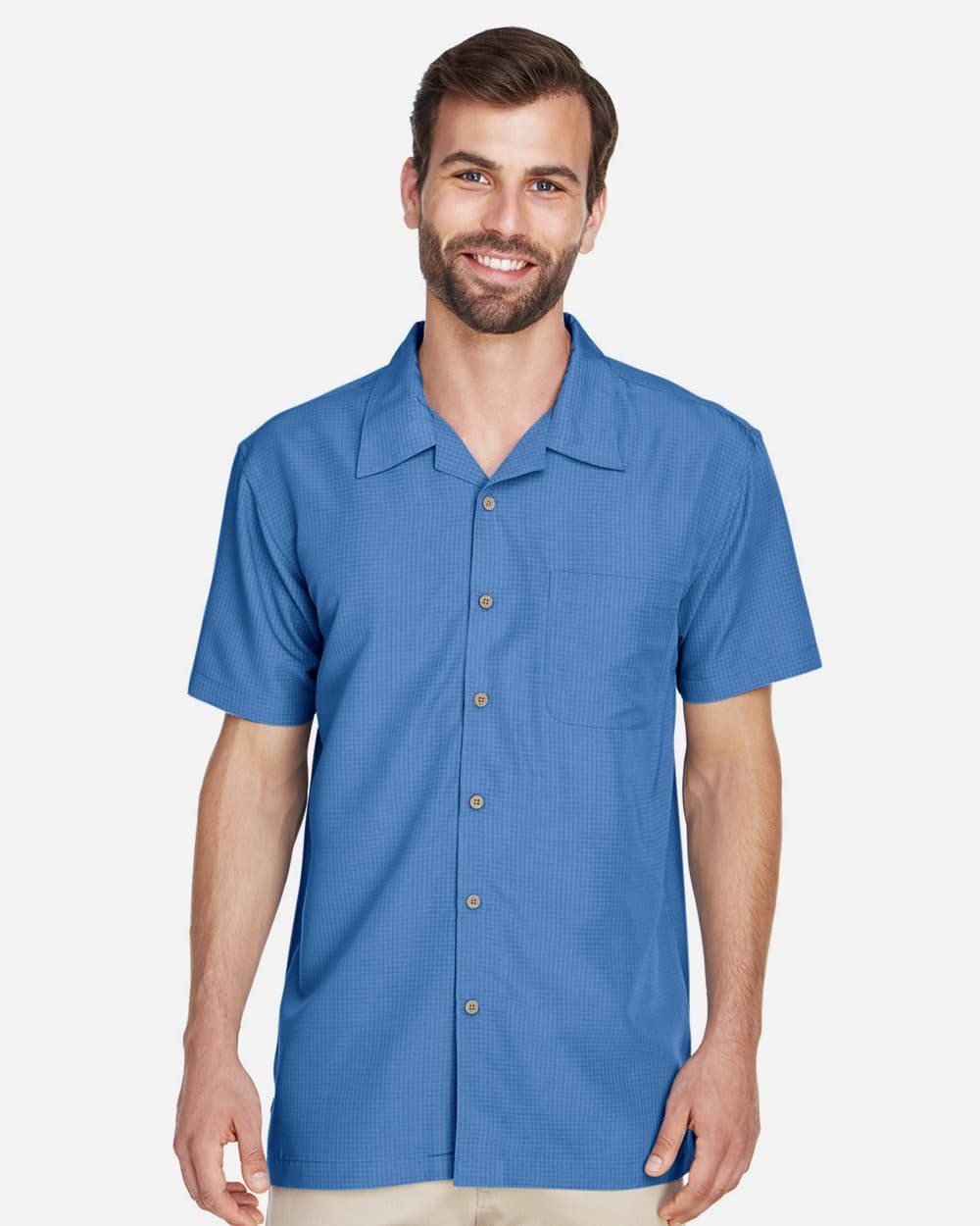 Harriton Men's Barbados Textured Camp Shirt