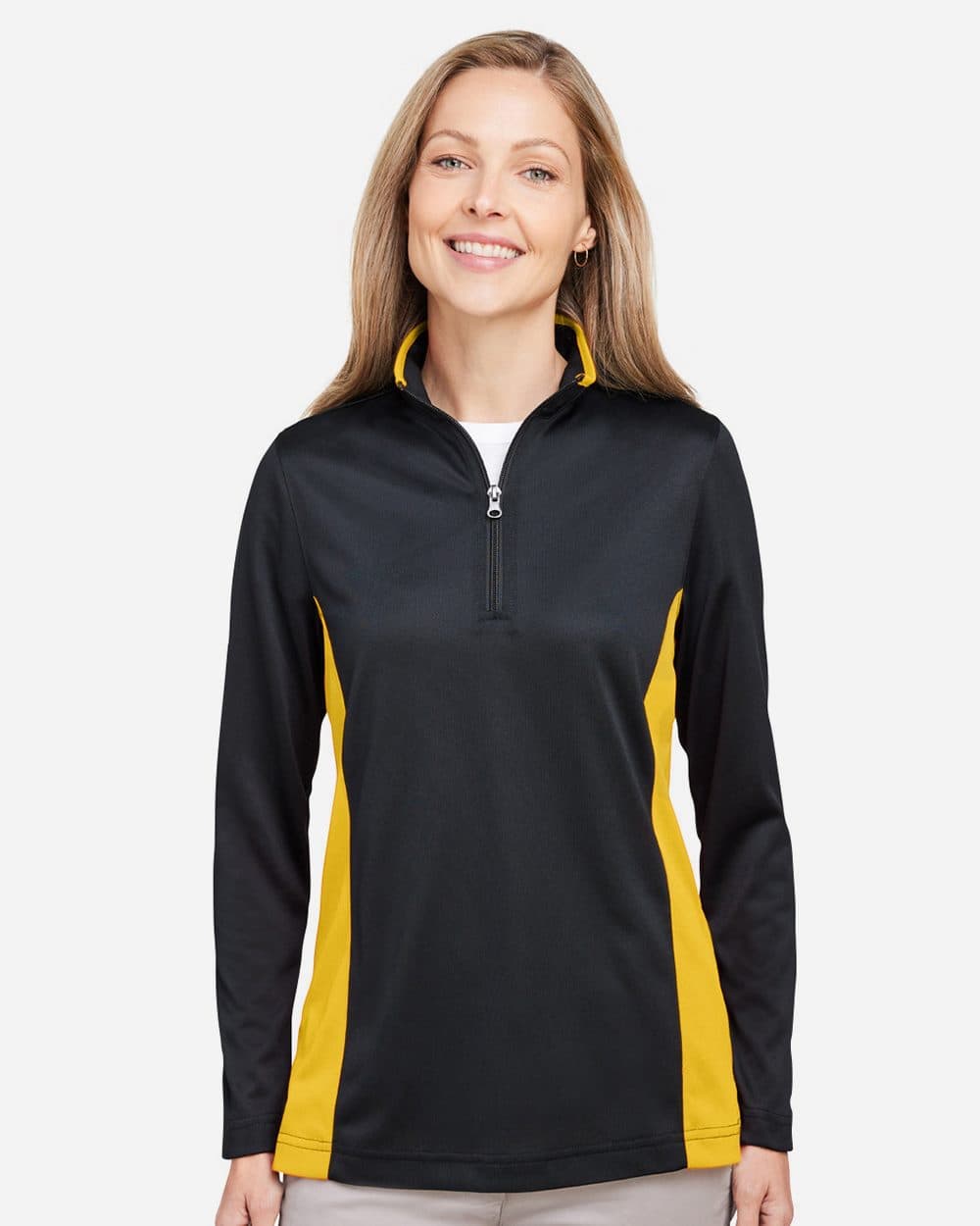 Harriton Women's Flash Snag Protection Plus IL Colorblock Quarter-Zip Pullover
