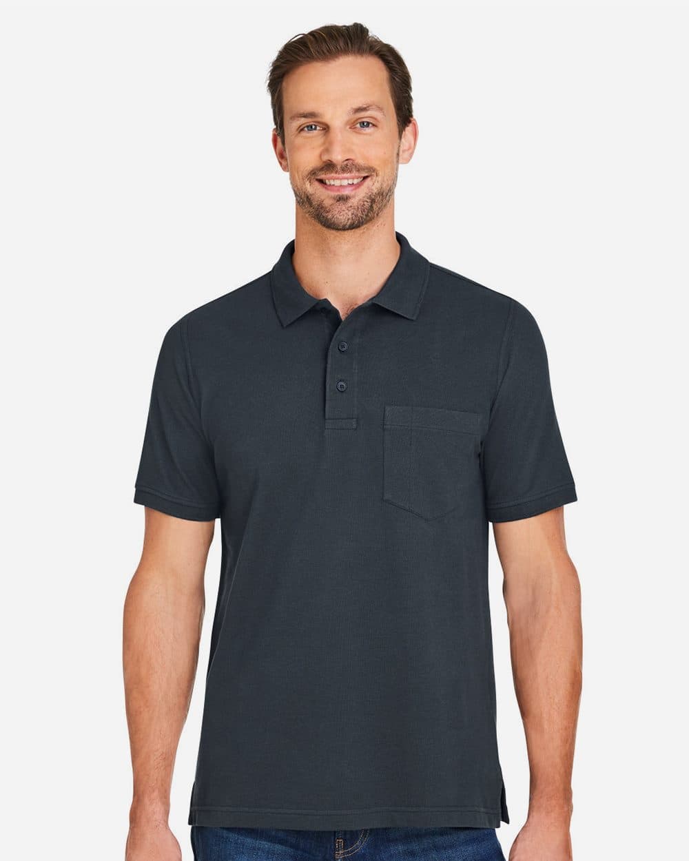 Harriton Men's Valiant Cotton Snag Protect Pocket Polo