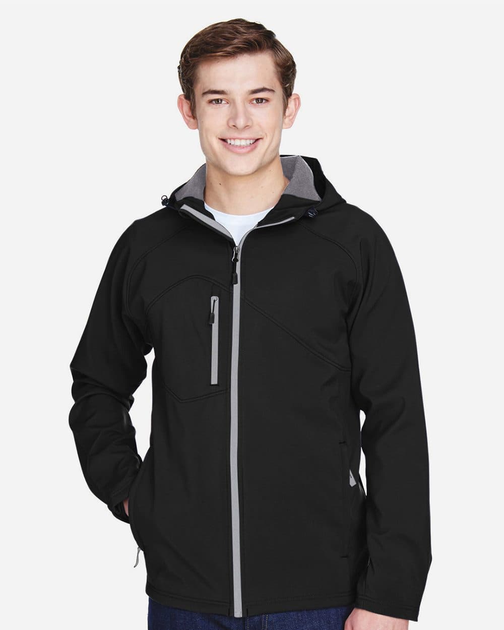 North End Men's Prospect Two-Layer Fleece Bonded Soft Shell Hooded Jacket