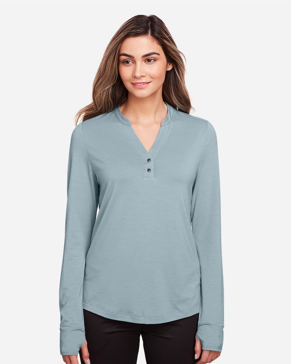 North End Women's JAQ Stretch Performance V-Neck Snap Pullover
