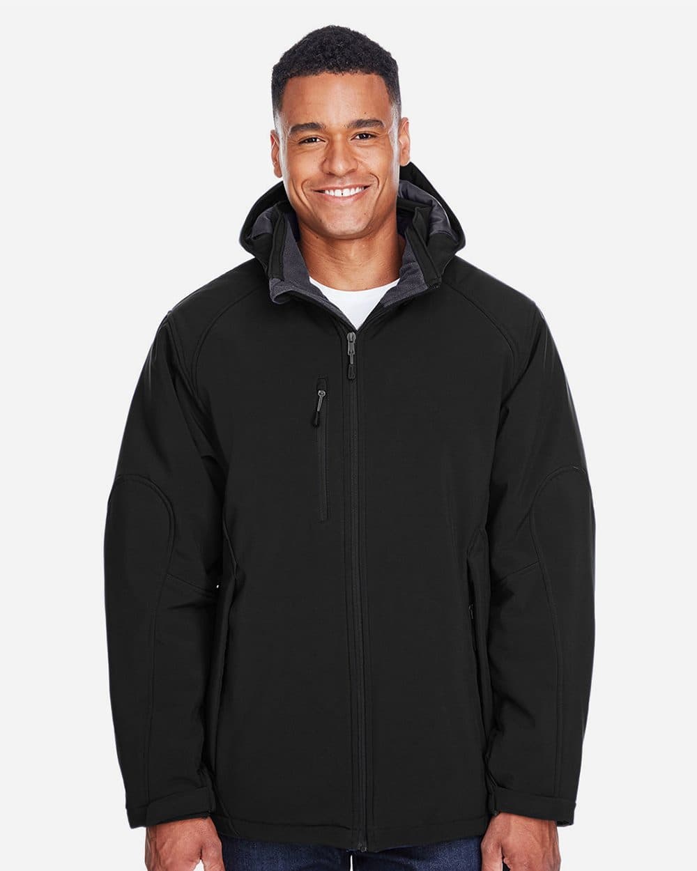 North End Men's Glacier Insulated Three-Layer Fleece Soft Shell Hood Jacket with Detachable Hood