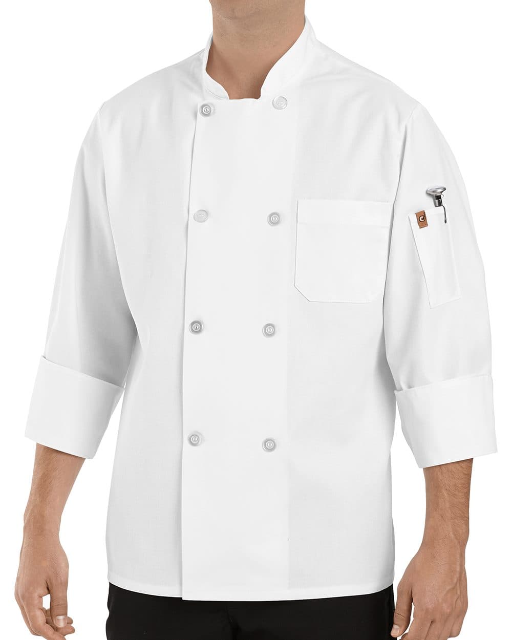 Chef Designs Eight Pearl Button Chef Coat with Thermometer Pocket