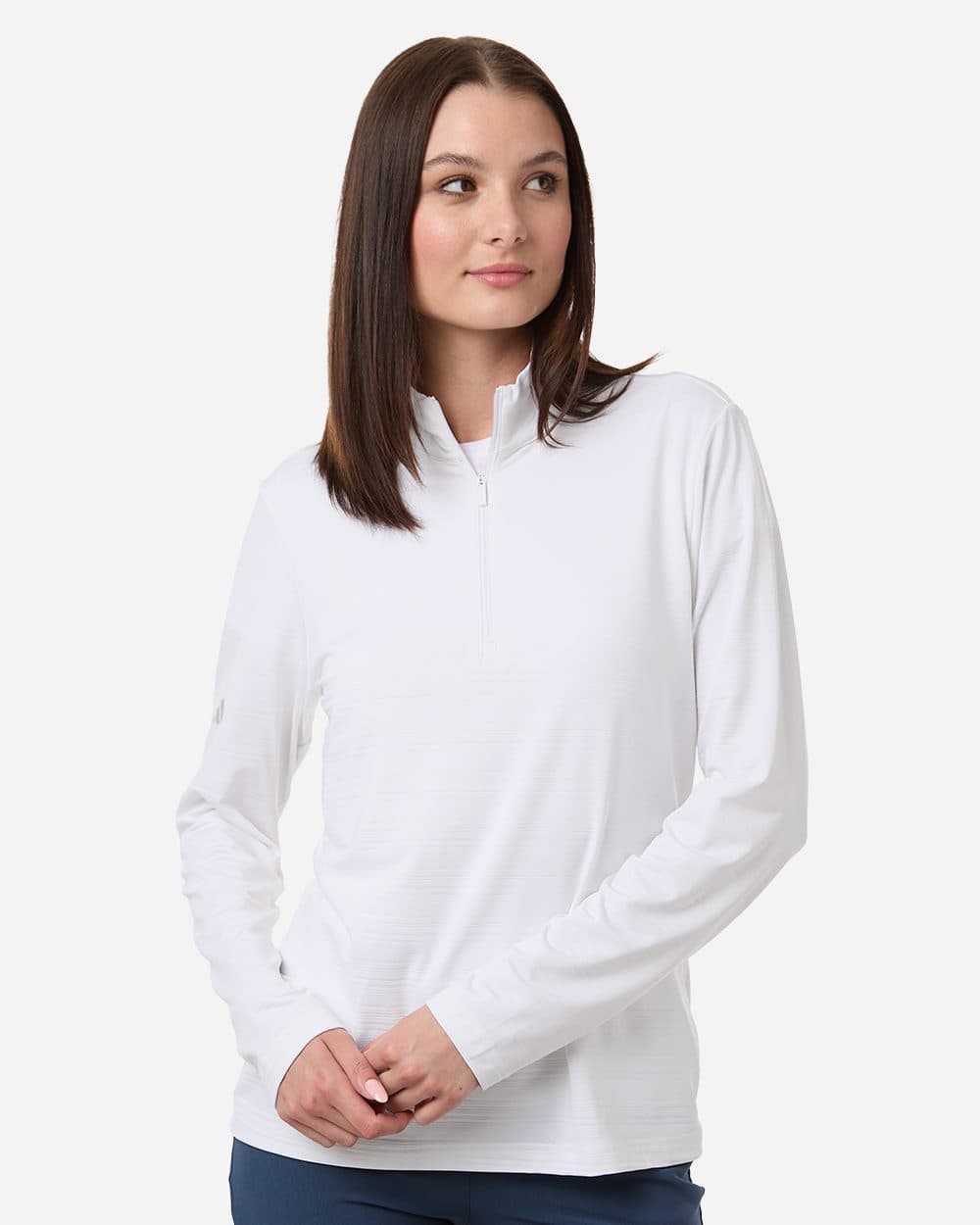 Adidas Women's Textured Stripe Quarter-Zip Pullover