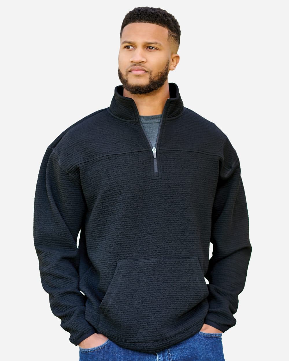 J. America Unisex Pebble Fleece Quarter-Zip Pullover