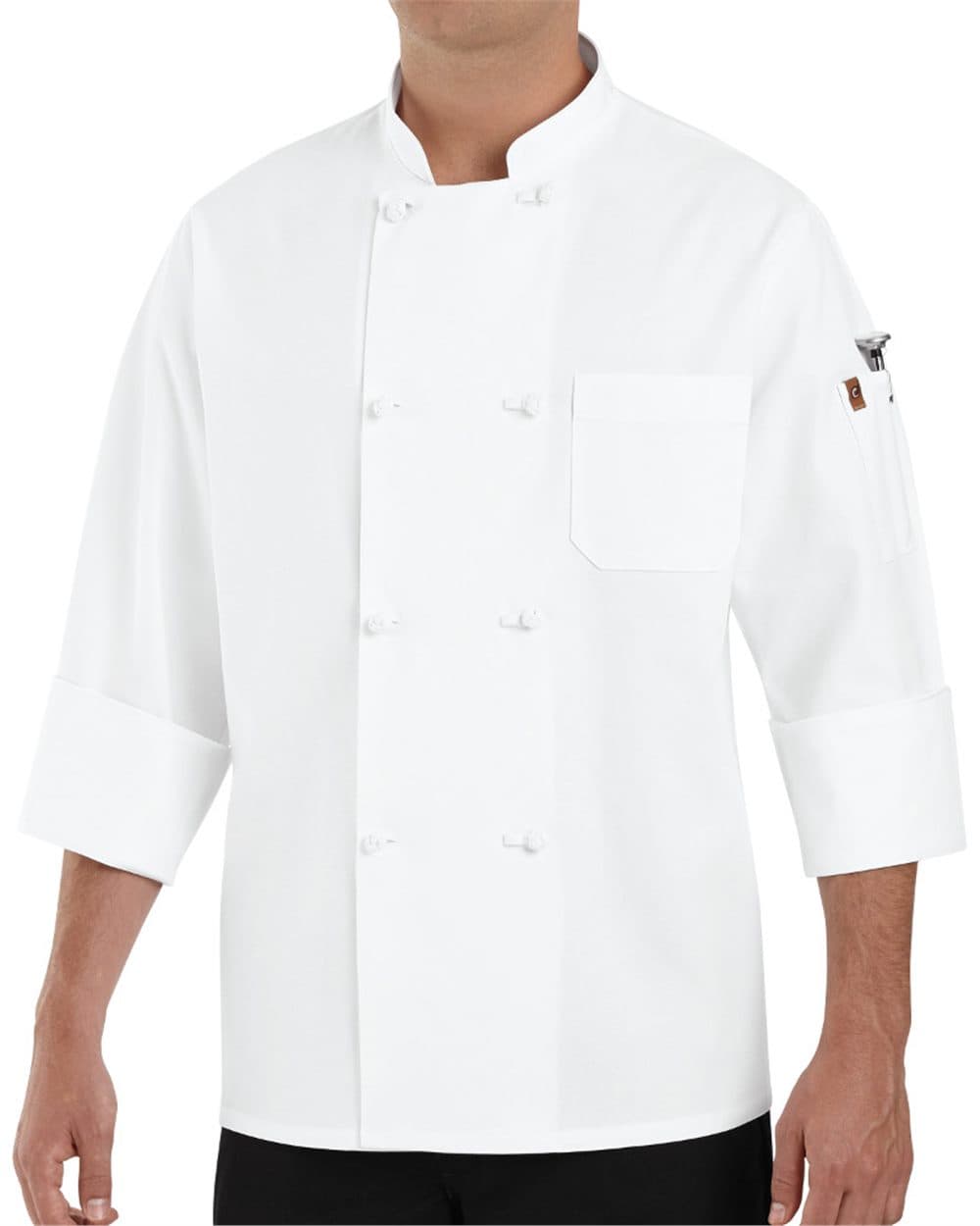 Chef Designs Eight Knot Button Chef Coat with Thermometer Pocket