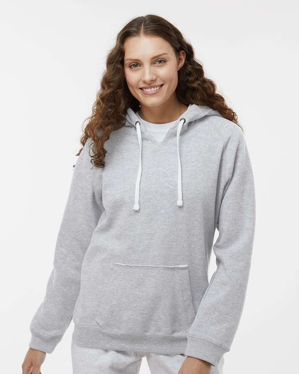 J. America Women's Sueded V-Neck Hooded Sweatshirt