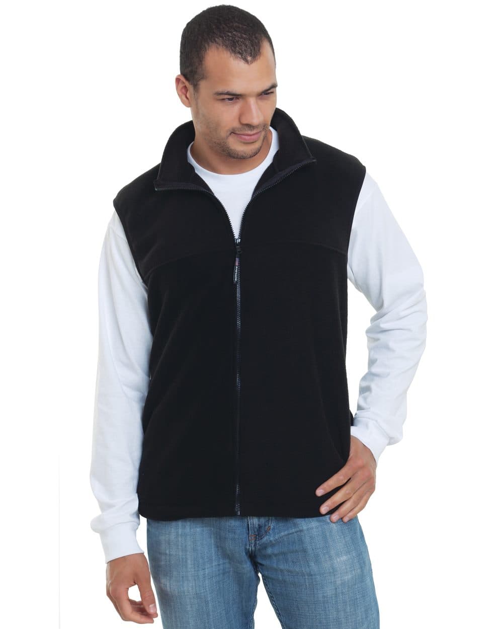 Bayside Men's USA-Made Full-Zip Fleece Vest