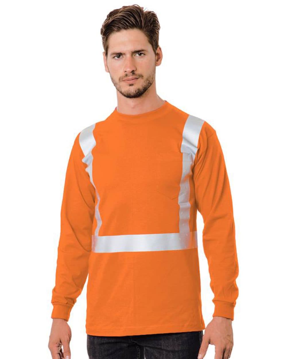 Bayside Unisex USA-Made 50/50 Hi-Visibility Long Sleeve Pocket T-Shirt