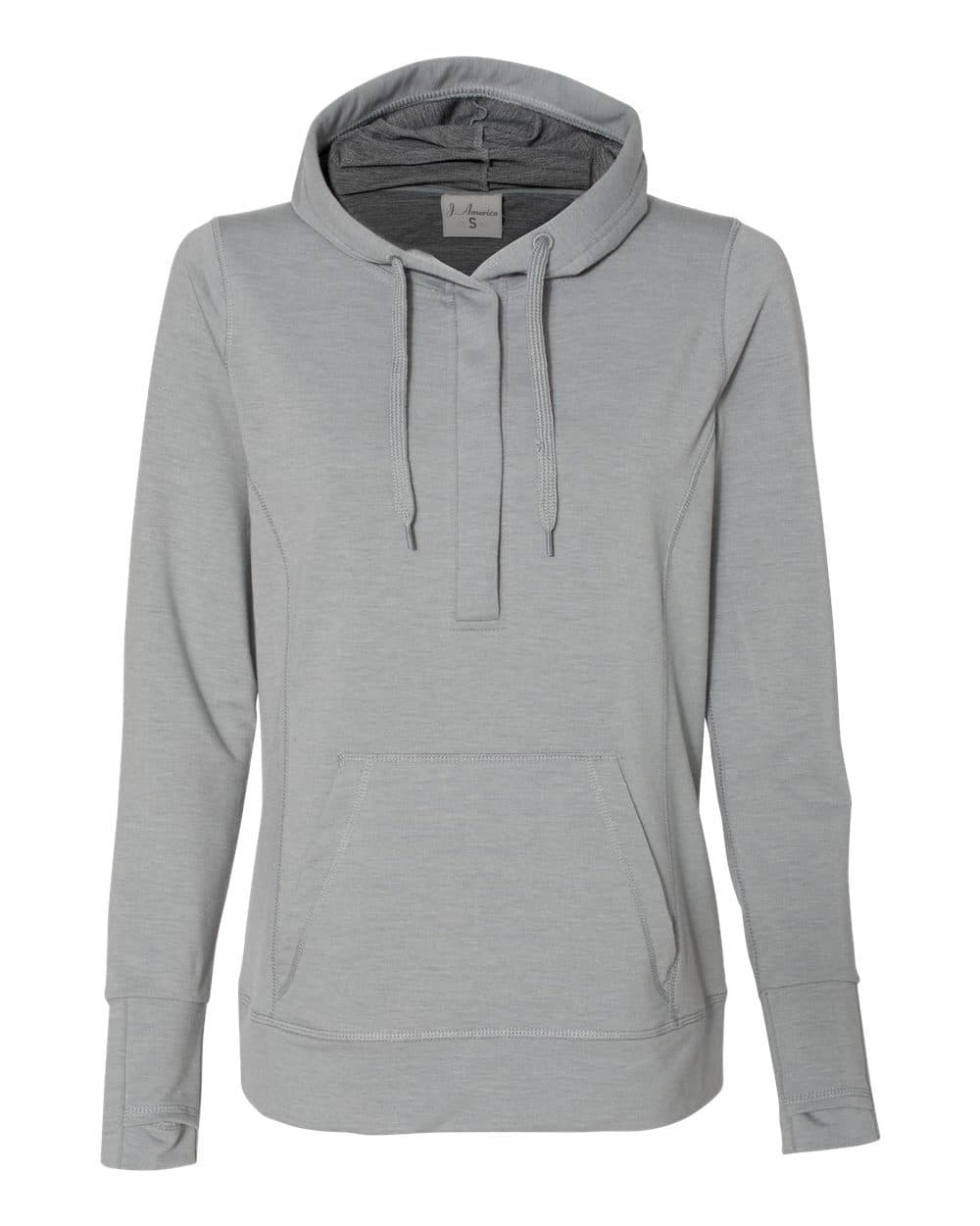 J. America Women’s Omega Stretch Snap-Placket Hooded Sweatshirt