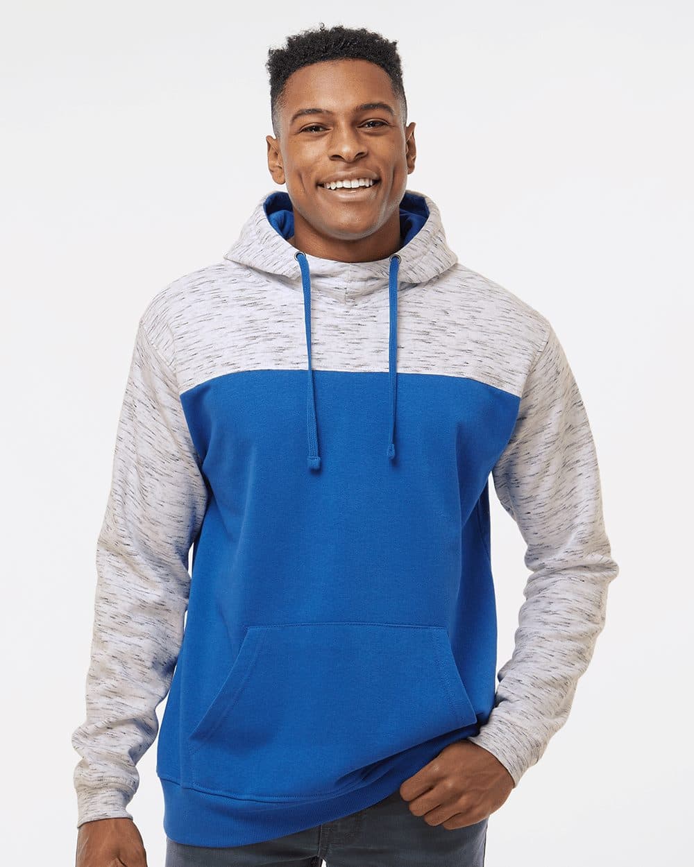 J. America Men's Mélange Fleece Colorblocked Hooded Sweatshirt