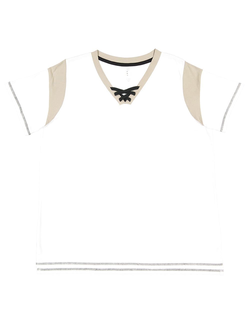 LAT Women's Curvy Lace Up Fine Jersey Tee