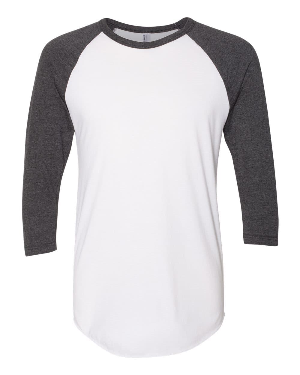 American Apparel Unisex USA-Made 50/50 Poly/Cotton Raglan Three-Quarter Sleeve Tee
