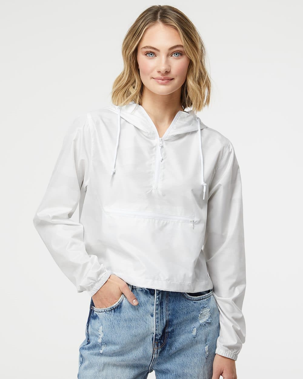 Independent Trading Co. Women's Lightweight Quarter-Zip Pullover Crop Windbreaker