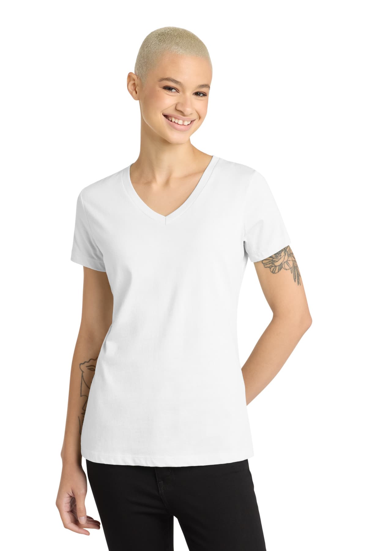 District ® - Women's Perfect Weight ® V-Neck Tee. DM1170L thumbnail 2