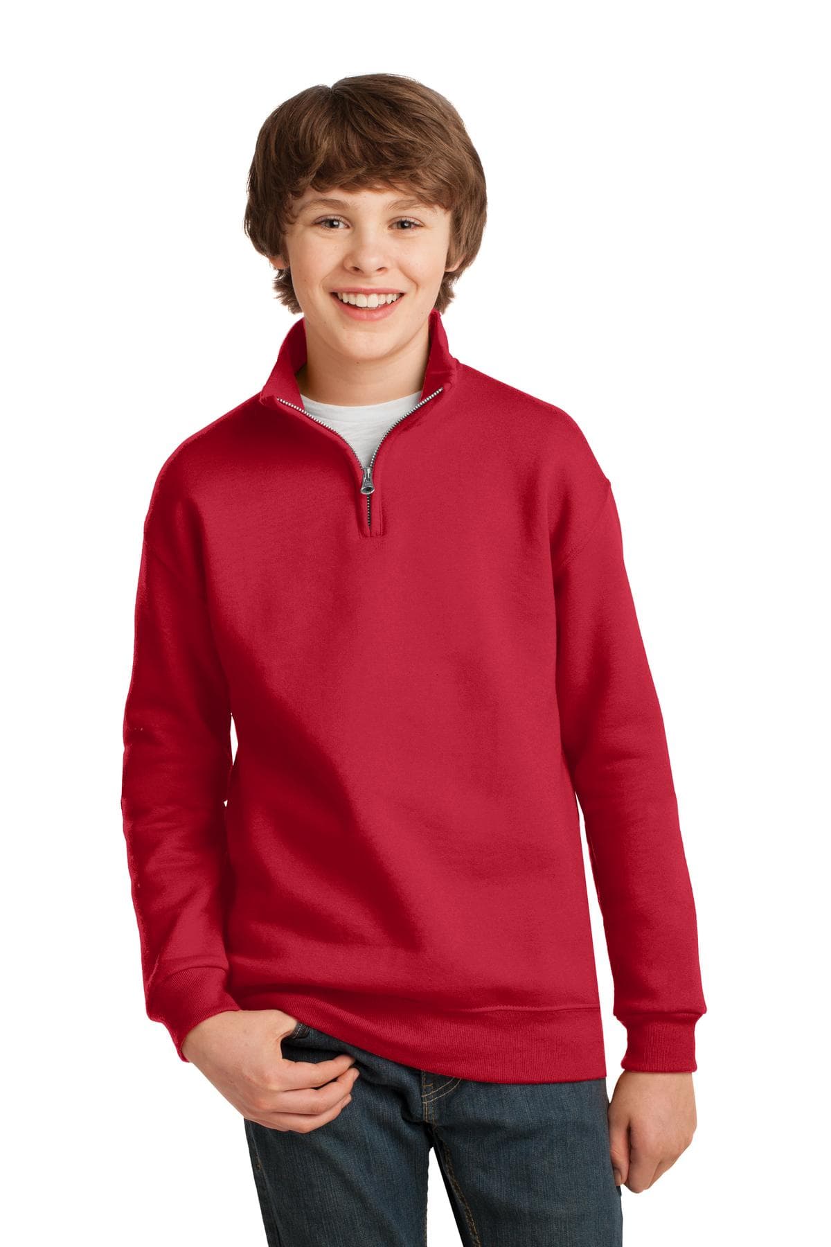 DISCONTINUED JERZEES ® Youth NuBlend ® 1/4-Zip Cadet Collar Sweatshirt. 995Y thumbnail 3