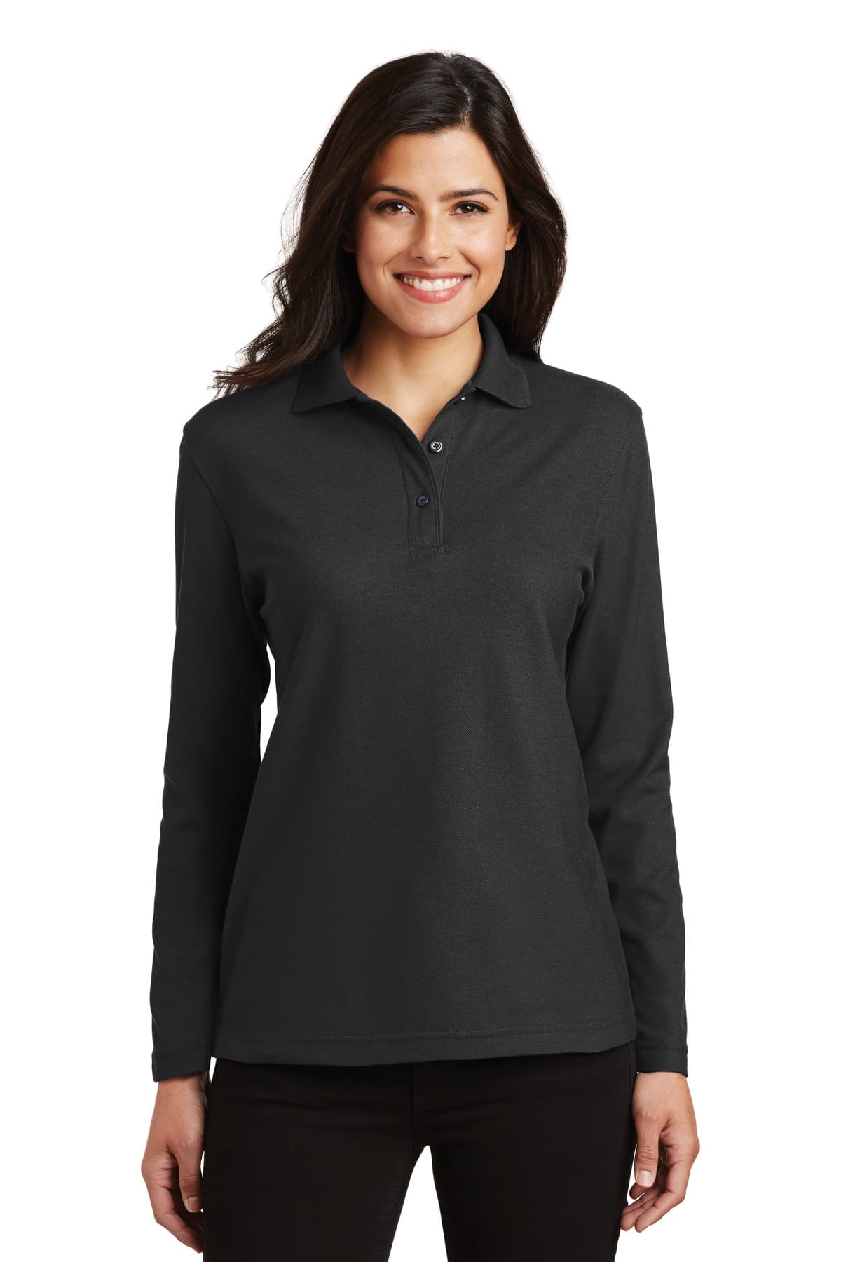 Port Authority ® Women's Silk Touch Long Sleeve Polo. L500LS thumbnail 2