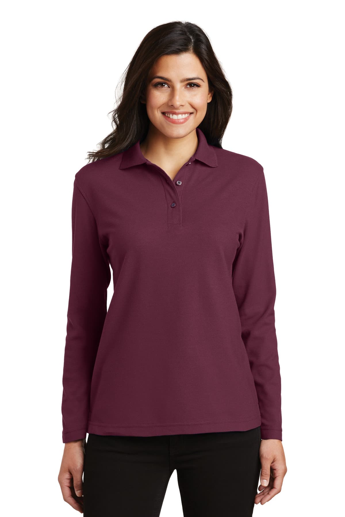 Port Authority ® Women's Silk Touch Long Sleeve Polo. L500LS thumbnail 3
