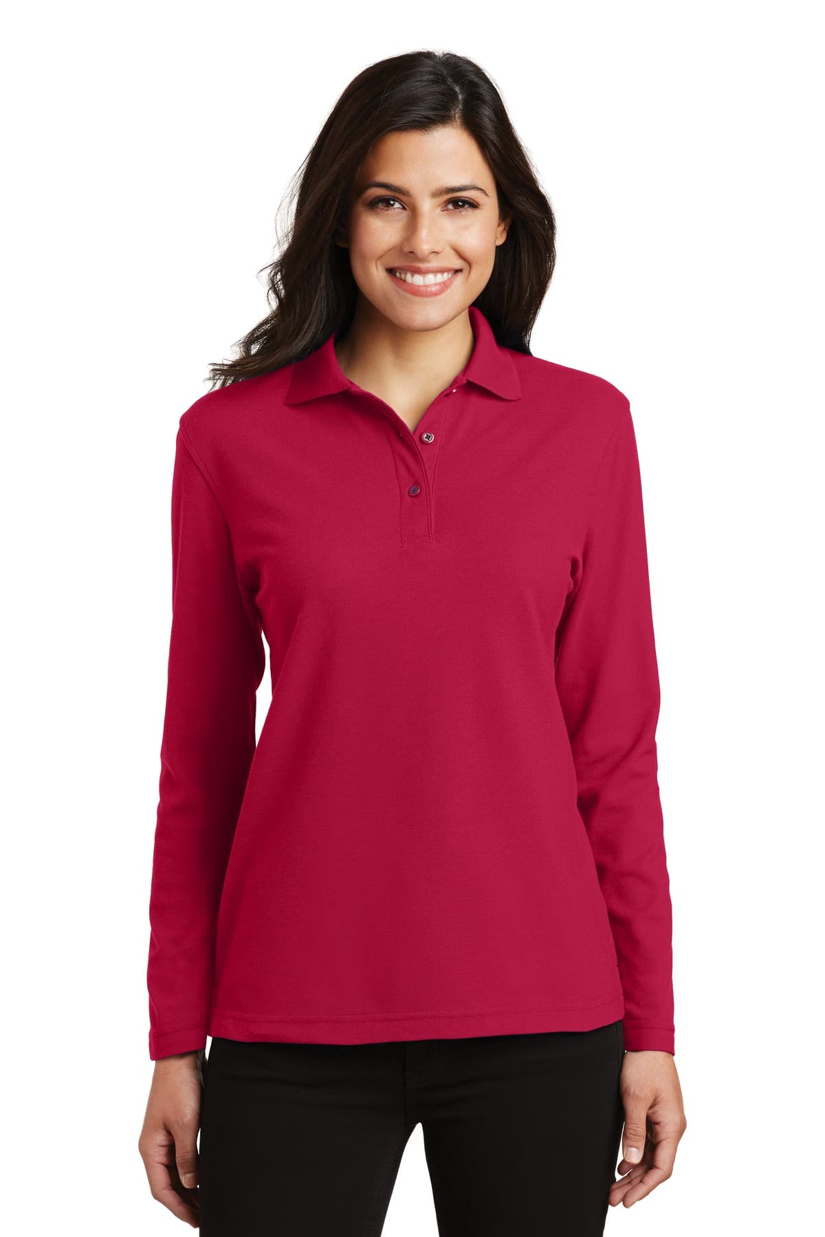 Port Authority ® Women's Silk Touch Long Sleeve Polo. L500LS thumbnail 5