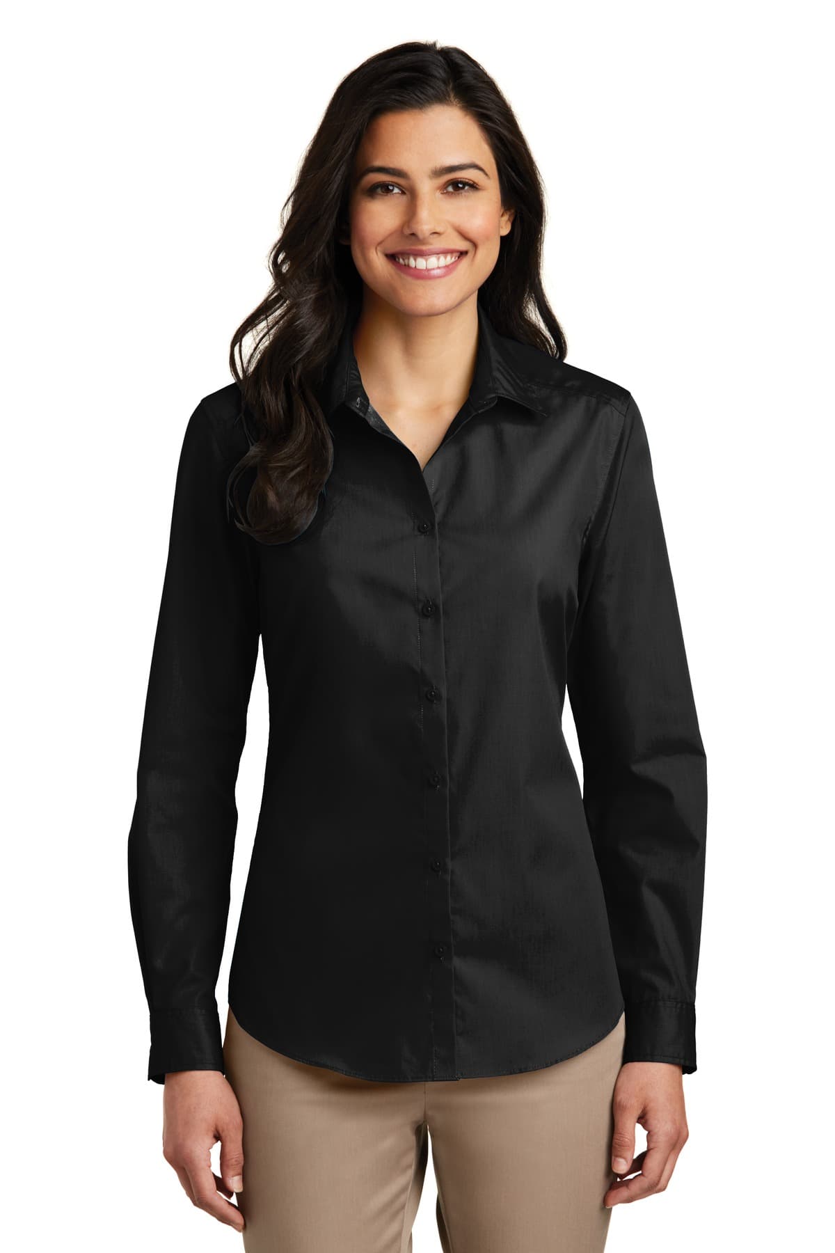Port Authority ® Women's Long Sleeve Carefree Poplin Shirt. LW100 thumbnail 3