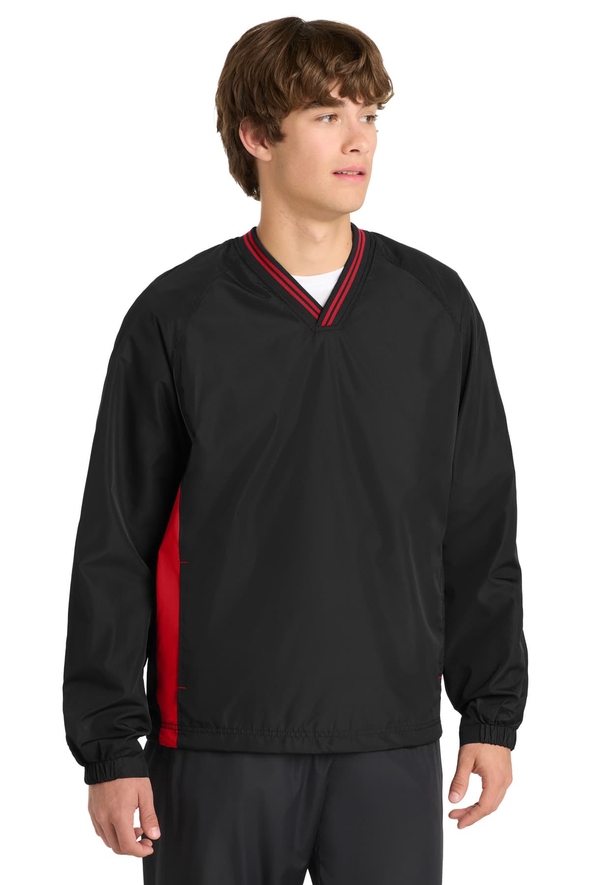 Sport-Tek ® Tipped V-Neck Raglan Wind Shirt. JST62 thumbnail 2